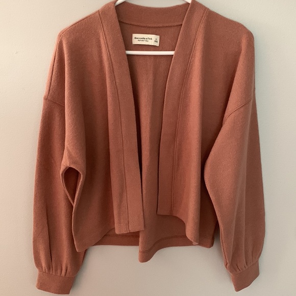 NWOT Abercrombie & Fitch Cozy Cropped Cardigan, Size S, Color Pink/Tan - Picture 7 of 8